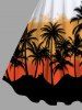 Plus Size Coconut Tree Colorblock Print Hawaii Tank Dress -  