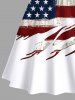 Plus Size Patriotic American Flag Print Lace Up Panel Tank Dress -  
