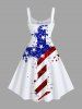 Plus Size Patriotic American Flag Cross Sparkling Sequin 3D Print Tank Dress -  