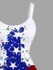 Plus Size Patriotic American Flag Cross Sparkling Sequin 3D Print Tank Dress -  