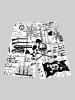 Plus Size Ink Painting Skull Pirate Sailboat Anchor Letters Print Hawaii Cruise Drawstring Beach Shorts For Men -  