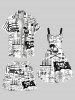 Plus Size Ink Painting Skull Pirate Sailboat Anchor Letters Print Hawaii Cruise Drawstring Beach Shorts For Men -  