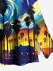 Plus Size Spiral Painting Coconut Tree Night View Print Hawaii Split A Line Skirt -  