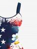 Plus Size Painting Splatter Patriotic American Flag Flower Print Hawaii A Line Tank Dress -  