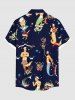 Plus Size Sailor Mermaid Patriotic American Flag Anchor Shark Print Hawaii Cruise Shirt For Men -  