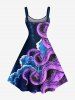 Plus Size Octopus Cloud Print Hawaii A Line Tank Dress -  