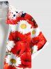 Chemise grande taille à imprimé floral hawaïen avec poches et boutons, motif éclaboussures de peinture, drapeau américain patriotique, pour homme - Rouge L