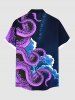 Chemise hawaïenne grande taille à imprimé poulpe et nuages pour homme - Noir 3XL