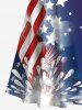 Plus Size Patriotic American Flag Fireworks Print Hawaii Ombre Cold Shoulder Crisscross A Line Maxi Dress -  