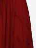 Maxi Robe de Mariage Croisée en Dentelle en Mousseline de Grande Taille à Volants - Rouge foncé L | US 12