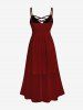 Plus Size Lace and Chiffon Ruffled Crisscross Maxi Sleeveless Wedding Dress -  