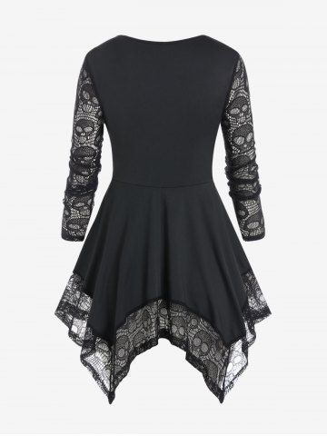 Skull Lace Panel Handkerchief Gothic Tee