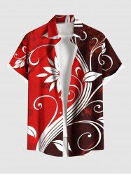 Chemise hawaïenne à imprimé floral et poches boutonnées pour homme, grande taille - Rouge L