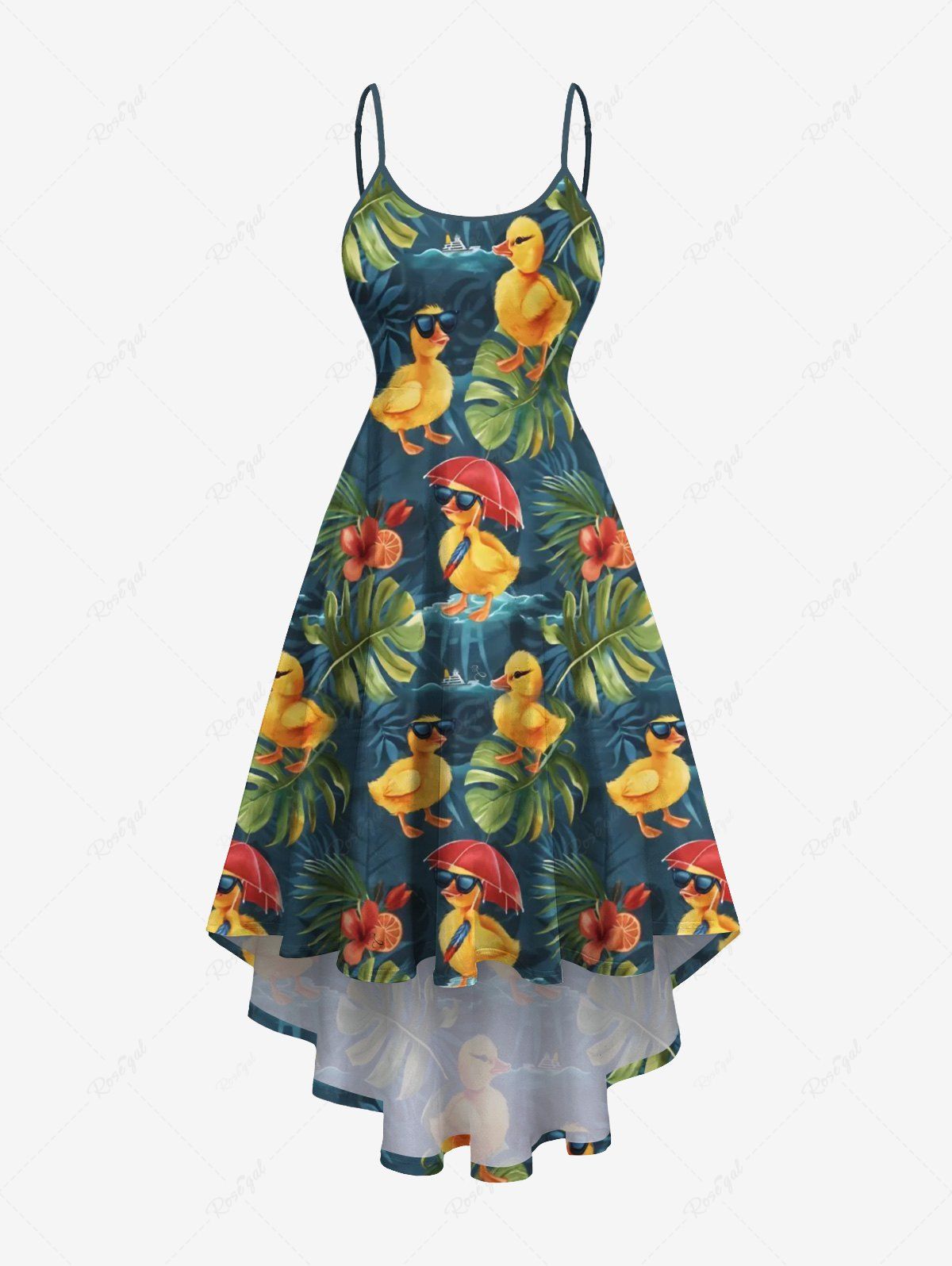 Robe caraco hawaïenne grande taille à imprimé feuilles tropicales et fleurs d'hibiscus Vert 6X