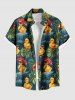Tenue de plage hawaïenne assortie grande taille à imprimé feuilles tropicales et fleurs d'hibiscus pour couples - Vert 