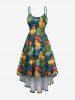 Tenue de plage hawaïenne assortie grande taille à imprimé feuilles tropicales et fleurs d'hibiscus pour couples - Vert 