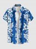 Tenue de plage hawaïenne assortie grande taille à imprimé feuilles et fleurs d'hibiscus tropical pour couples - Bleu 