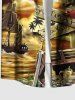 Skull Pirate Parrot Sailboat Sea Treasure Print Plus Size Matching Hawaii Beach Outfit For Couples -  