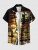 Skull Pirate Parrot Sailboat Sea Treasure Print Plus Size Matching Hawaii Beach Outfit For Couples -  