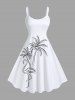 Tenue de plage hawaïenne assortie grande taille, motif flamant rose peint à la main, pour couples - Blanc 