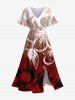 Tenue de plage hawaïenne assortie grande taille à imprimé floral ombré pour couples - Rouge 