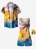 Matching Hawaii Shirt and Romper Plus Size Beach Outfit Coconut Tree Printed for Couples -  