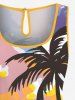 Matching Hawaii Shirt and Romper Plus Size Beach Outfit Coconut Tree Printed for Couples -  
