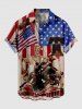 Statue en pierre patriotique avec drapeau américain, tenue assortie grande taille pour couples - Rouge 