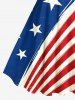 Patriotic American Flag Striped Print Plus Size Matching Hawaii Beach Outfit For Couples -  