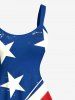 Patriotic American Flag Striped Print Plus Size Matching Hawaii Beach Outfit For Couples -  