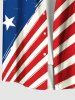 Patriotic American Flag Striped Print Plus Size Matching Hawaii Beach Outfit For Couples -  