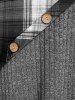 Plus Size Skew Neck Foldover Cinched Plaid Handkerchief Midi Knitted Dress -  