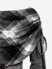 Plus Size Skew Neck Foldover Cinched Plaid Handkerchief Midi Knitted Dress -  