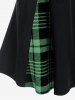Mini-jupe trapèze taille haute à carreaux gothiques grande taille - Vert 1X | US 14-16
