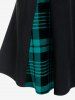 Plus Size Gothic Plaid Buckles High Waisted A Line Mini Skirt -  