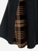 Plus Size Gothic Plaid Buckles High Waisted A Line Mini Skirt -  
