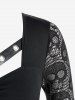 Skull Lace Panel Handkerchief Gothic Tee -  