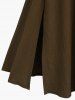 Plus Size Ruched Lace Up Mesh Bell Sleeves Textured Split Dress -  