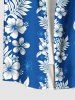 Chemise hawaïenne grande taille à imprimé feuilles d'hibiscus tropical et boutons avec poches pour homme - Bleu L