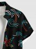 Chemise hawaïenne grande taille à imprimé cocotier, feuilles tropicales et oiseaux, avec poches et boutons, pour homme - Noir S