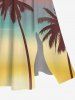 Plus Size Ombre Colorblock Coconut Tree Print Split Hawaii Midi Dress -  