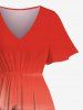 Plus Size Ombre Colorblock Coconut Tree Print Split Hawaii Midi Dress -  