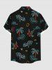 Chemise hawaïenne grande taille à imprimé cocotier, feuilles tropicales et oiseaux, avec poches et boutons, pour homme - Noir 2XL