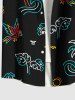 Chemise hawaïenne grande taille à imprimé cocotier, feuilles tropicales et oiseaux, avec poches et boutons, pour homme - Noir 5XL