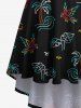 Robe camisole hawaïenne grande taille à imprimé cocotier, feuilles tropicales et oiseaux - Noir 4X