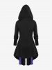 Manteau gothique à capuche, lacets et œillets, colorblock - Bleu de Minuit 3X | US 22-24