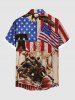 Chemise grande taille à boutons et poches pour homme, motif drapeau américain patriotique, statue en pierre - Rouge M