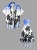 Robe caraco hawaïenne grande taille à imprimé cocotiers, vagues et nuages - Bleu Ciel L