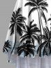 Robe caraco hawaïenne grande taille à imprimé cocotiers, vagues et nuages - Bleu Ciel 4X