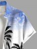Chemise hawaïenne grande taille à imprimé cocotiers, vagues, nuages, boutons et poches pour homme - Bleu Ciel 3XL